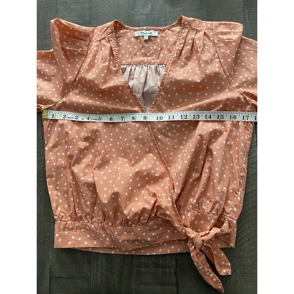 NWOT Madewell Womens Wrap Top‎ in Star Scatter Sz XS Orange Peach Fall - Picture 13 of 16